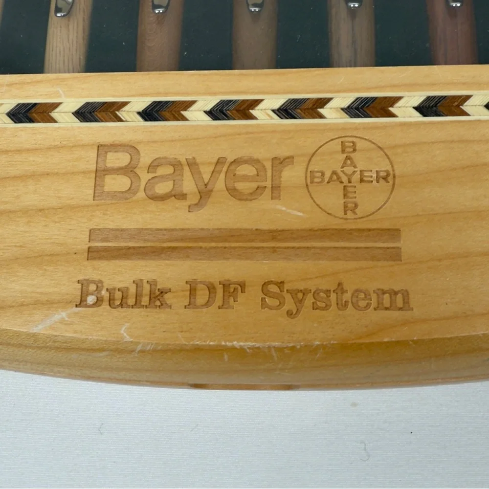 VTG Bayer Pharmaceutical Advertising Desk Display Wood Pen Holder Promo